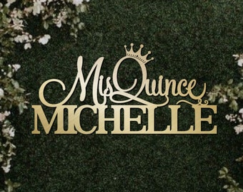 Quince Años sign with crown, Mis Quince sign with name and tiara, rotulo con mariposas para quince años, Mis Quince decoration princess