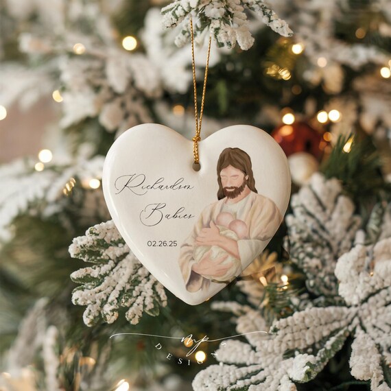 Jesus holding baby ornament, Mourning gift for baby loss, Sympathy gift for Christmas, Baby memorial keepsake.