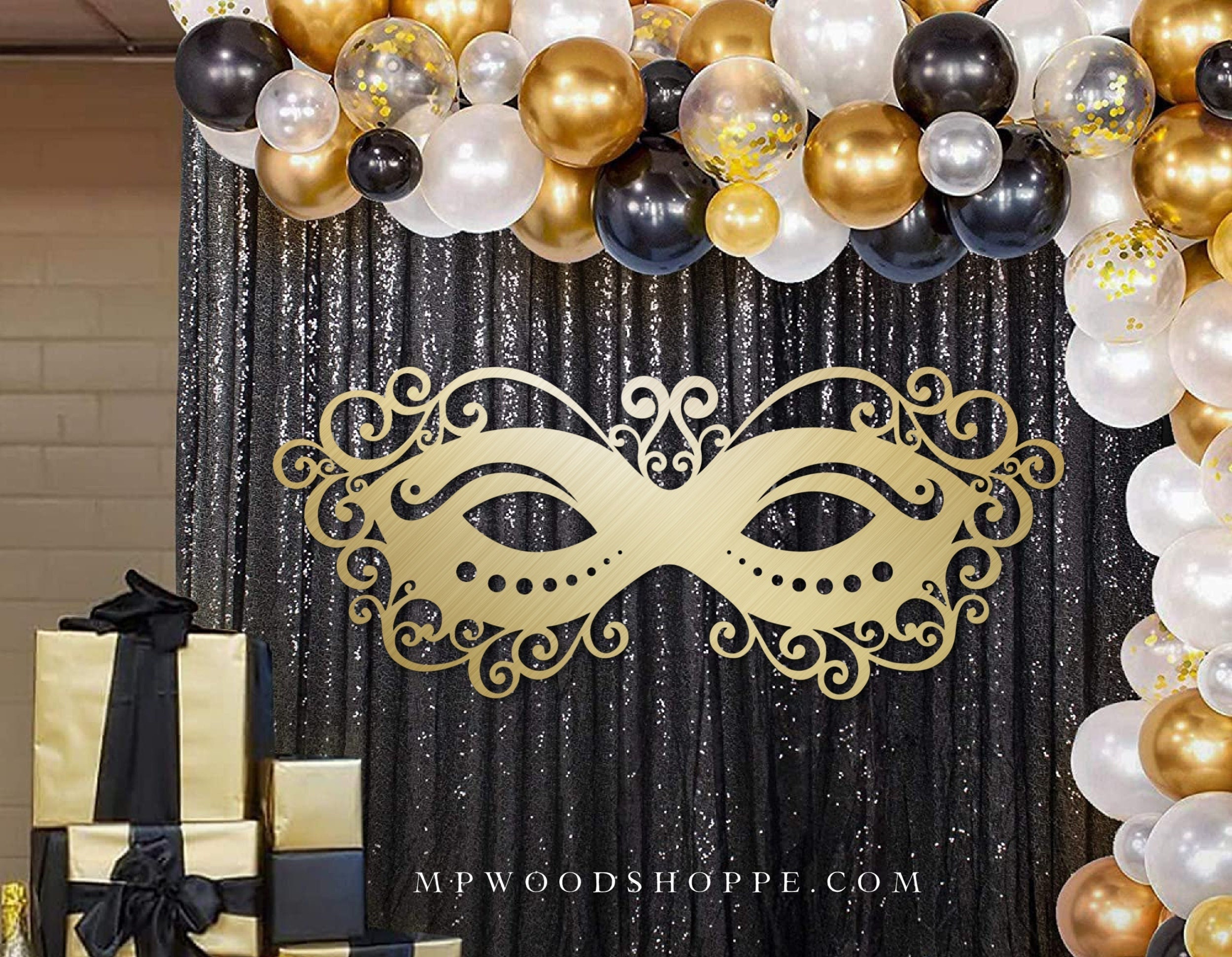 Masquerade Wood Sign for Backdrop, Carnaval Party Decor, Mardi