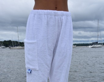 Towel Pants - White - IN STOCK Fast Shipping - Beach, Swimming, Resortwear, Boys, Girls, Adults.