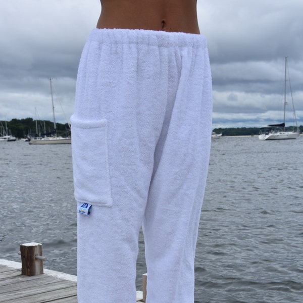 Towel Pants - White - IN STOCK Fast Shipping - Beach, Swimming, Resortwear, Boys, Girls, Adults.