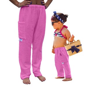 Towel Pants - Solid Pink Color - IN STOCK Fast Shipping - Beach, Swimming, Resortwear, Boys, Girls, Adults