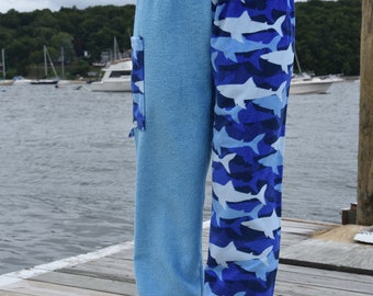 Towel Pants - Shark Pattern - IN-STOCK Fast Shipping - Beach, Swimming, Resortwear, Boys, Girls, Adults