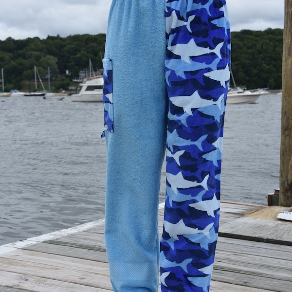 Towel Pants - Shark Pattern - IN-STOCK Fast Shipping - Beach, Swimming, Resortwear, Boys, Girls, Adults