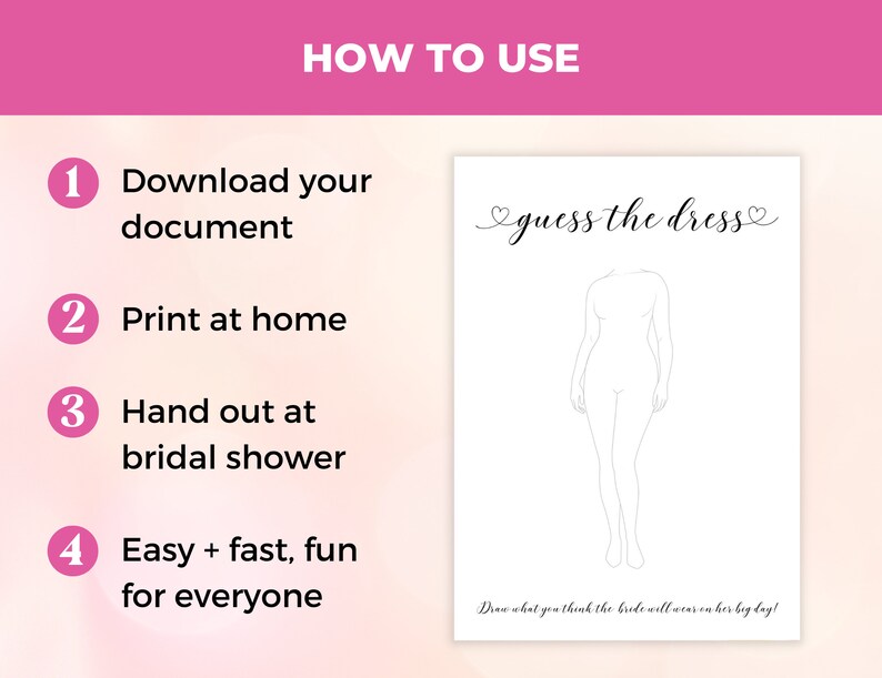 Guess the Dress Game Printable Bridal Shower Game Wedding Etsy