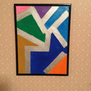 Framed Abstract Acrylic Painting “Breakdancer” 9x12