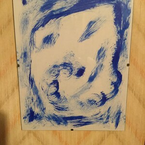 8.5x11 framed abstract art on paper acrylic paint illusion art