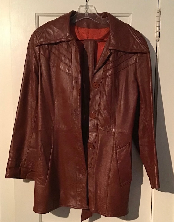 1970s maroon leather jacket