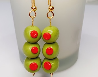 Dangle Drop Mini Martini Olive Earrings