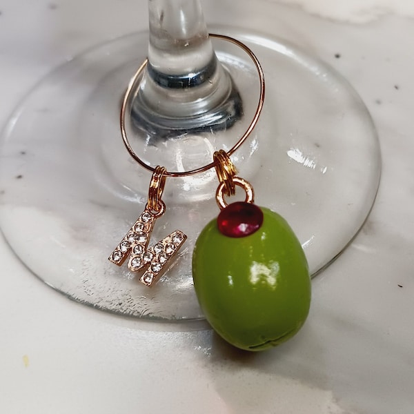 Handmade Personalized Olive Wine Charms