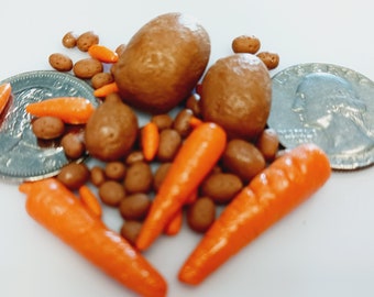 Handmade Miniature Baked Carrots and Potatoes