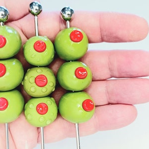 Fake Martini Olives On Stainless Steel Skewers