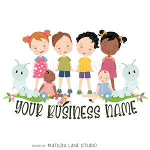 Multicultural Kids Logo: Hand Drawn Childcare Design (PNG, JPG)