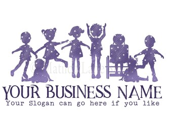 Aquarell Kinder Silhouette Logo: Sternenhimmel Design (PNG, JPG)