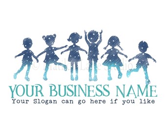 Aquarell Kinder Silhouette Logo: Sternenhimmel Design (PNG, JPG)