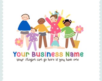 Handgezeichnetes Kinder-Logo: Sunshine Kids Design bunt, fröhlich, Design, Kinderpflege (Digital File)