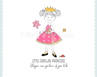 Kundenspezifisches Mädchen Logo Design: Handgezeichnetes Princess Boutique Logo