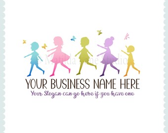 Handgezeichnetes Kinder Silhouette Logo: Nature Kids Design (PNG, JPG)