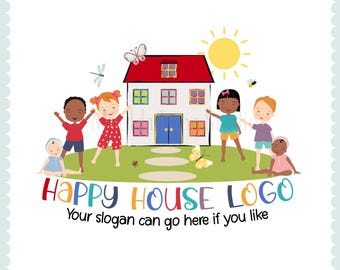Handgezeichnetes Logo für das Kinderzimmer: Kinderhaus-Design (PNG, JPG)