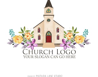 Watercolor Church Logo Design: Custom Religious Logo (Digital File)