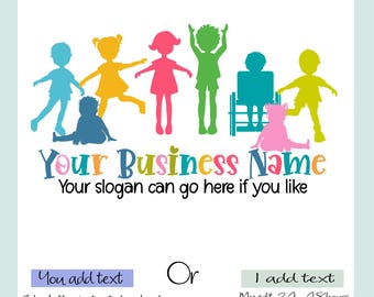 Hand Drawn Children Silhouette Logo: Daycare, Babysitting (Digital File) You add text