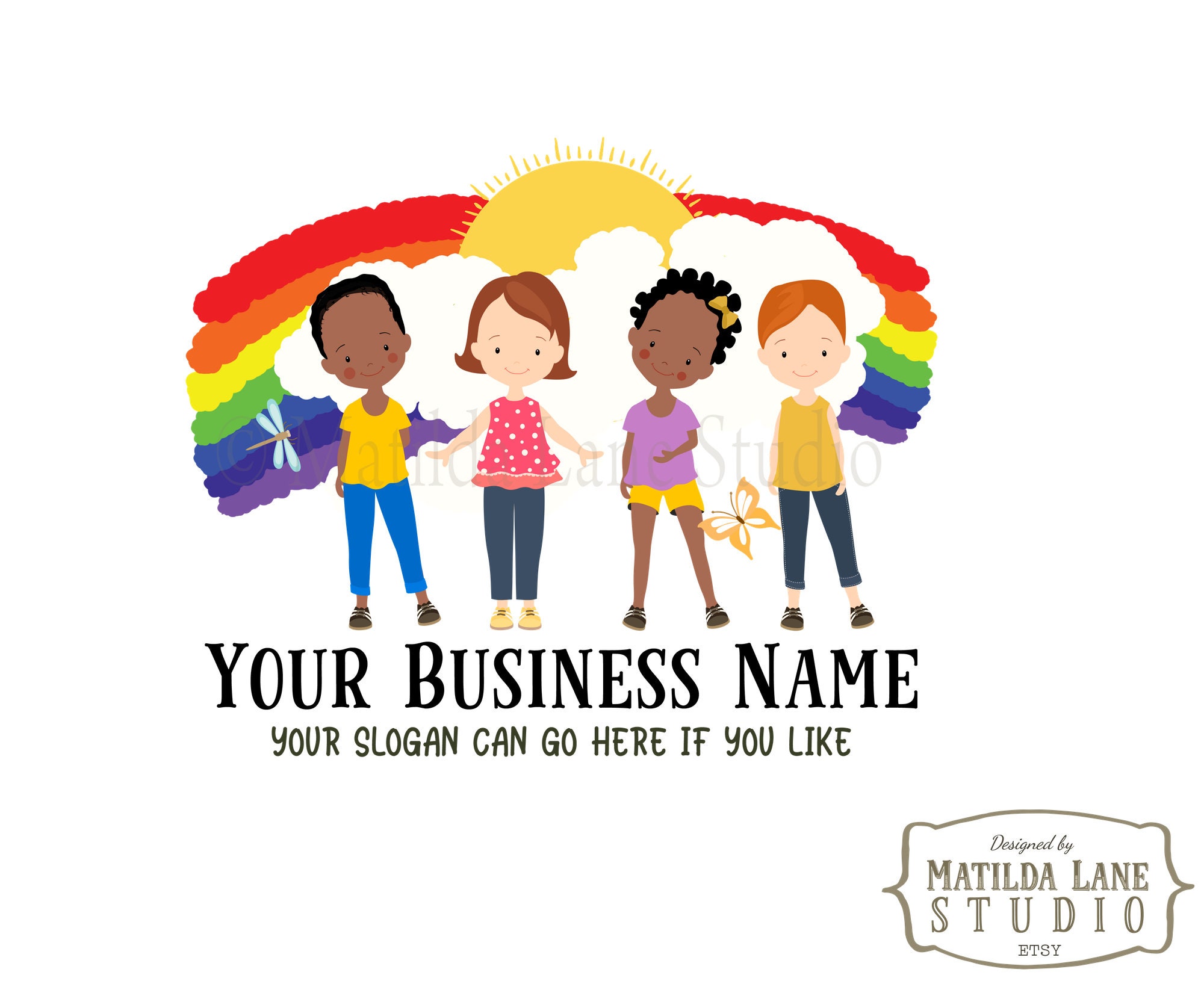 Childcare Logo Children Logo Aftercare Rainbow Hand Drawn Etsy