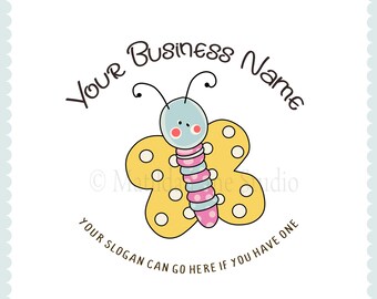 Handgezeichnetes Schmetterlings-Logo: Skurriles Kinder-Boutique Design