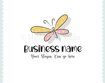 Handgezeichnetes Schmetterlings-Logo: Skurriles Kinder-Boutique Design