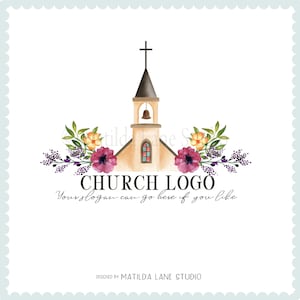 Church Logo, Sunday school Logo, Watercolor Logo, Custom Logo Design, Hand Drawn Design, Christian Logo, Church steeple Logo,