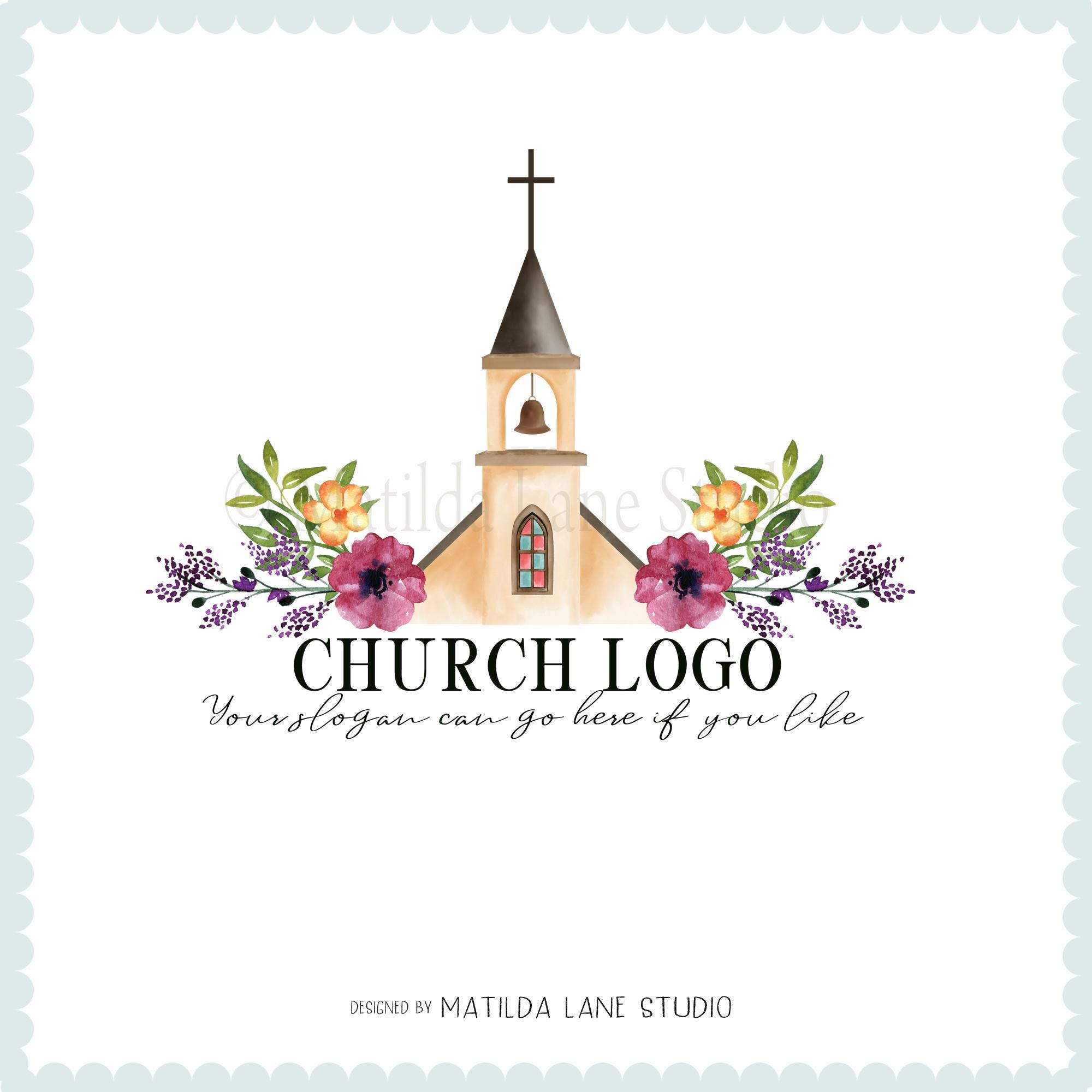 Watercolor Church Logo: Custom Hand-Drawn Design (PNG, JPG)