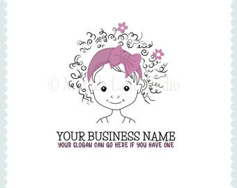 Handgezeichnete Haarschleife Mädchen Logo Design (Digitale Lieferung)