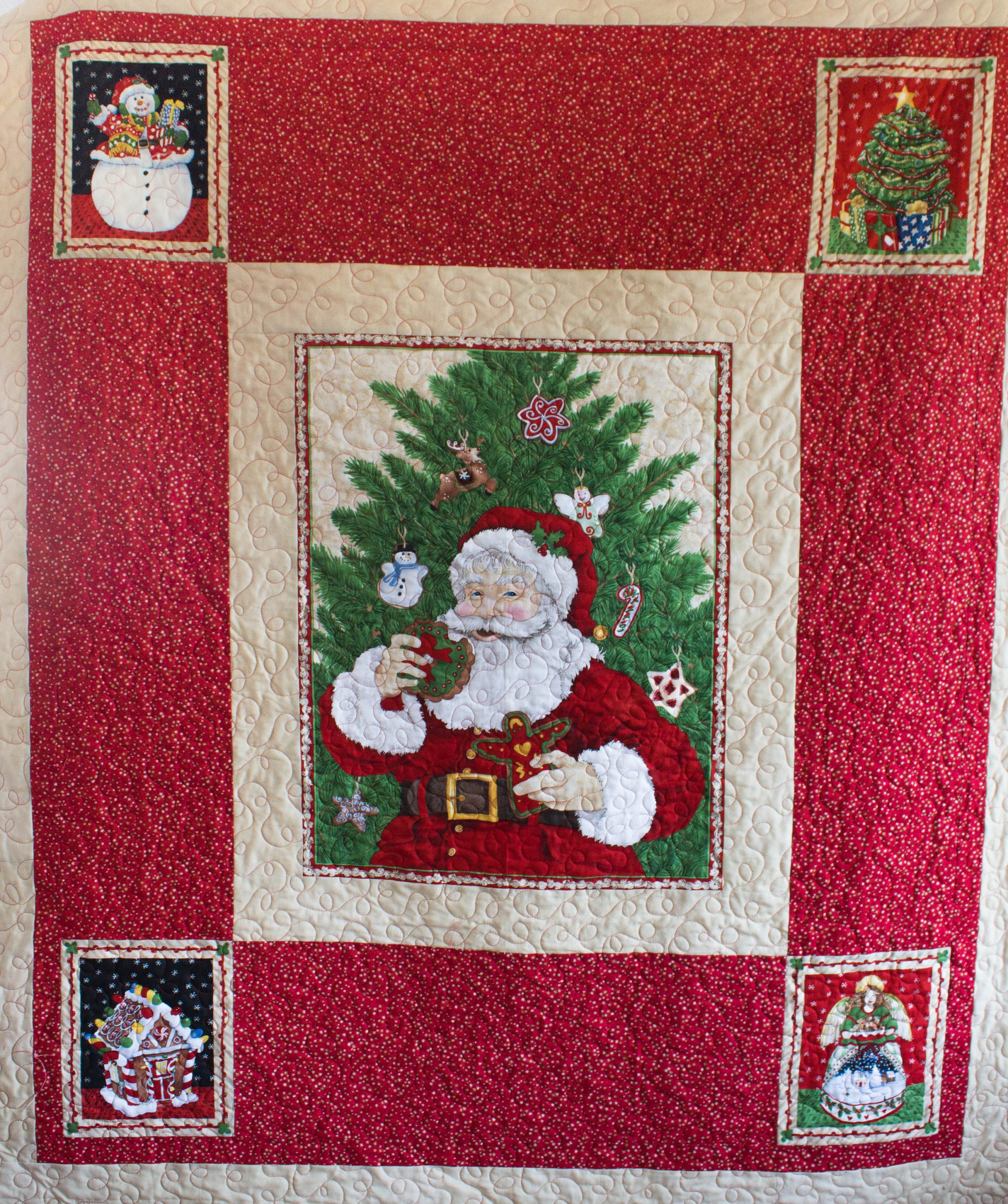 Christmas Panel Quilt / Santa Quilt / Santa Throw / Holiday Etsy