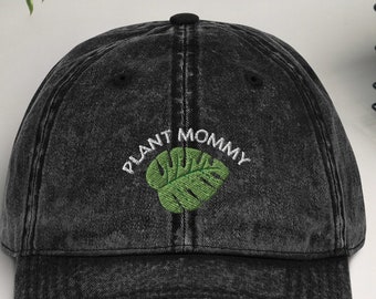 Plant Mommy Dad Hat for Plant Lover, Different colors, Vintage Cotton Twill Cap, botanical art, planting, botanical print