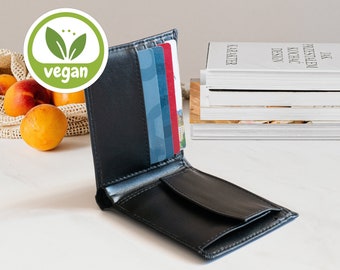 Mens Vegan Wallet, Coin Pocket, Minimalistic Wallet, Vegan Leather Wallet, Anniversary Gift, Boyfriend Gift, Gift for Dad, Gift for him