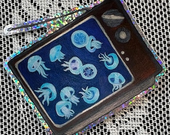 Jellyfish TV Sticker | Holographic Glitter Vinyl Original Art