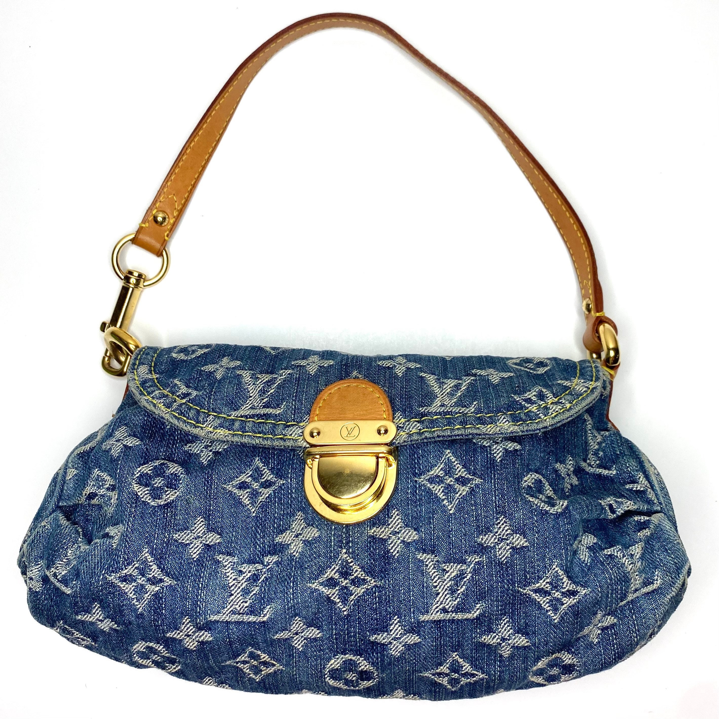 Louis Vuitton Monogram Denim Mini Pleaty Shoulder Bag Clutch