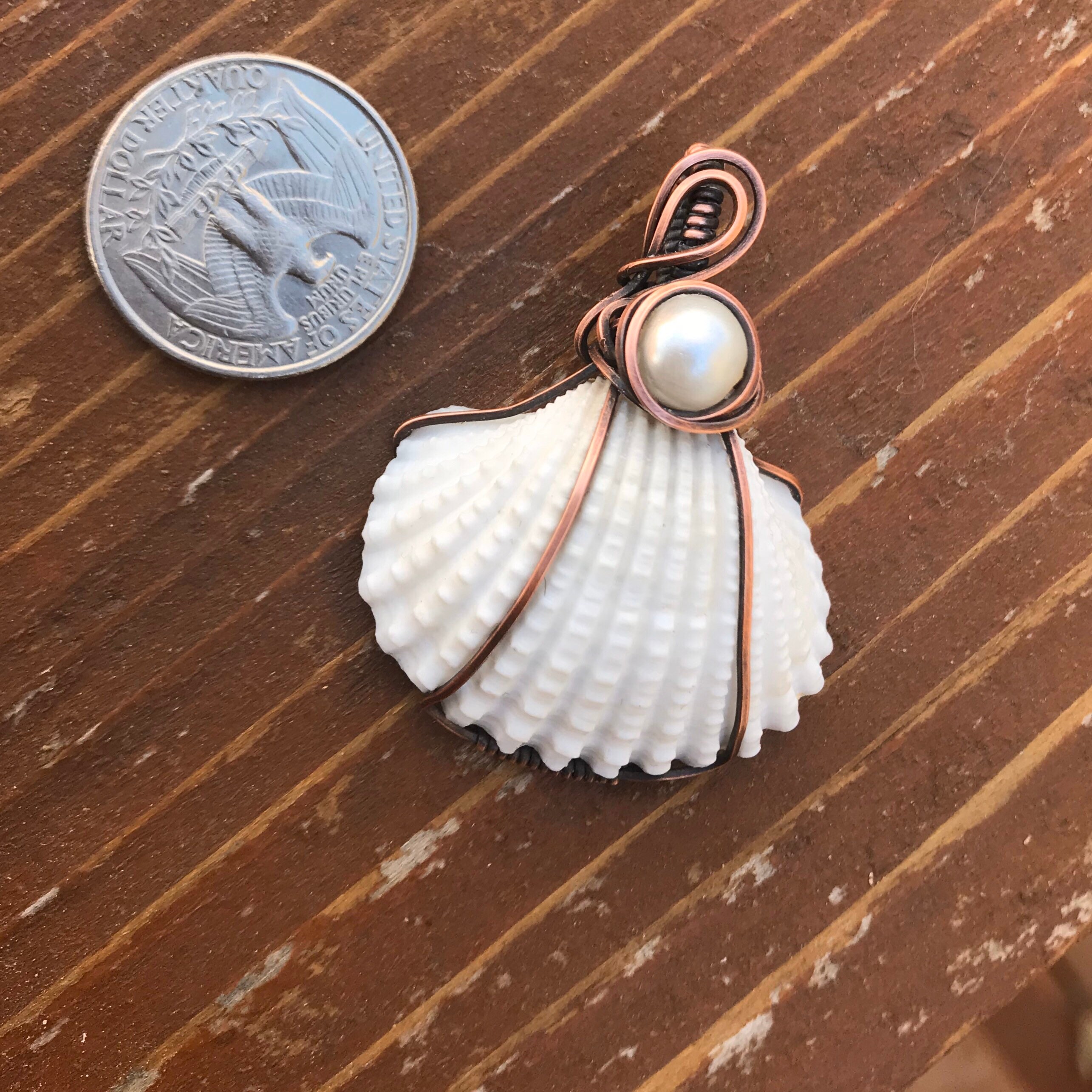 Mermaids Pearl of the Sea Antiqued Copper Shell and Pearl Etsy Sweden