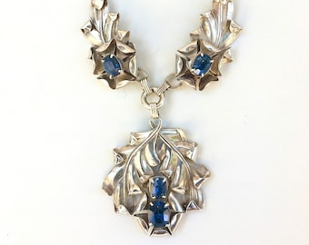MCCLELLAND BARCLAY Vintage Sterling Silver Necklace with Blue Stones - 1940's