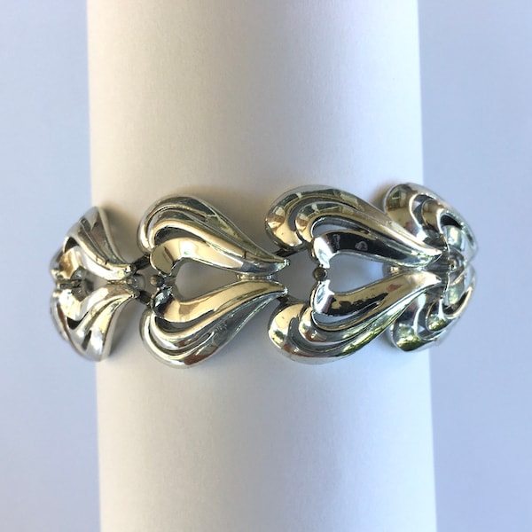 CORO Vintage Silver Tone Heart Bracelet