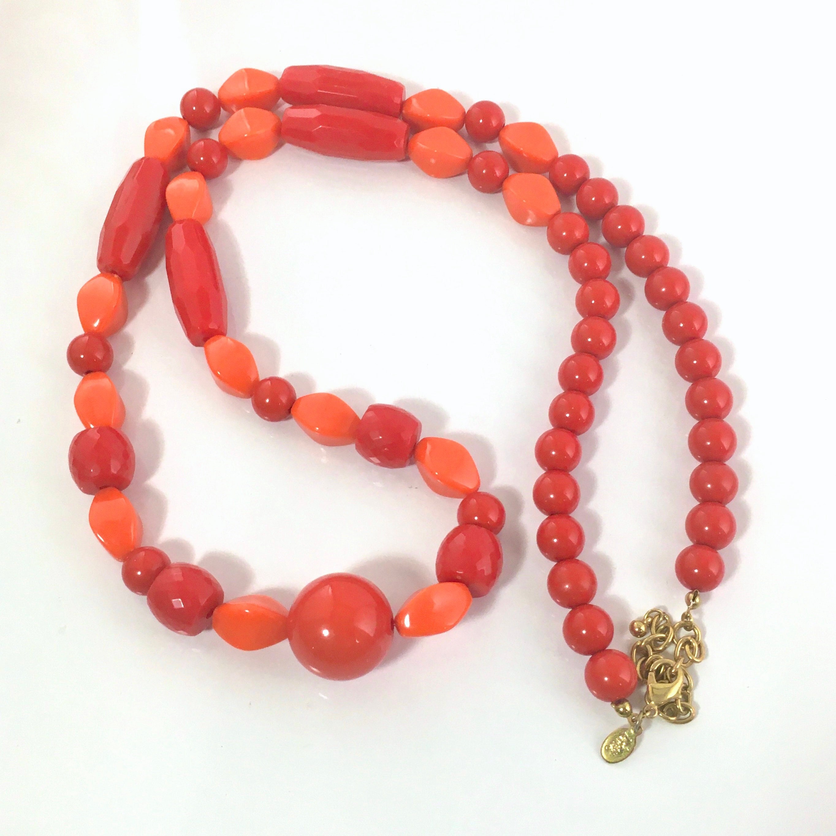 JOAN RIVERS Large Red and Orange Beaded 