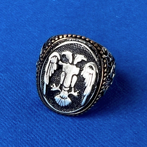 Double Headed Eagle Sterling Silver Ring - Size 10 - image 1