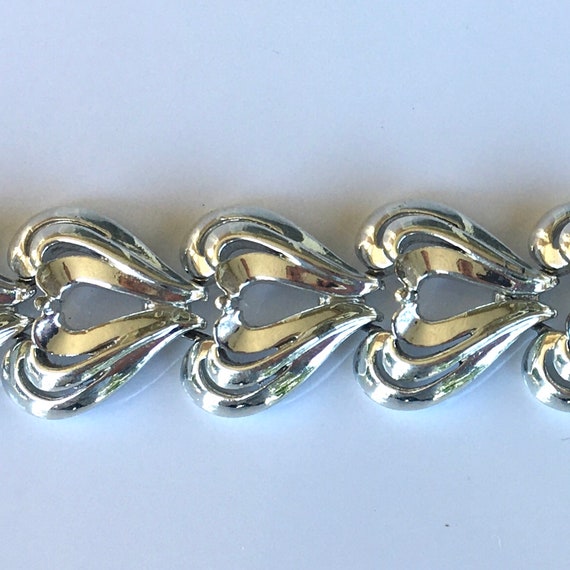 CORO Vintage Silver Tone Heart Bracelet - image 3