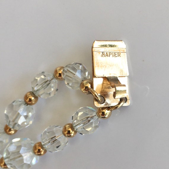 NAPIER Double Strand Crystal and Gold Tone Bead N… - image 5