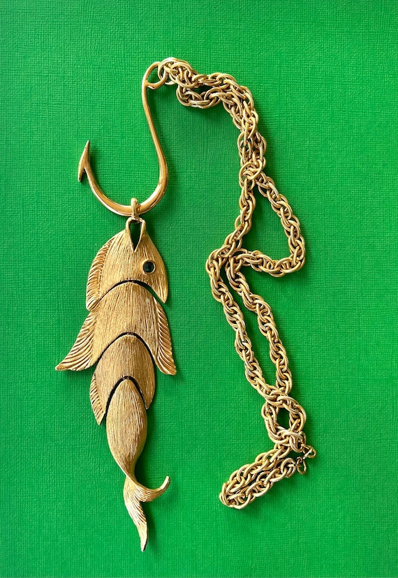 NAPIER by Francis Fujio Gold Plated Fish and Hook 