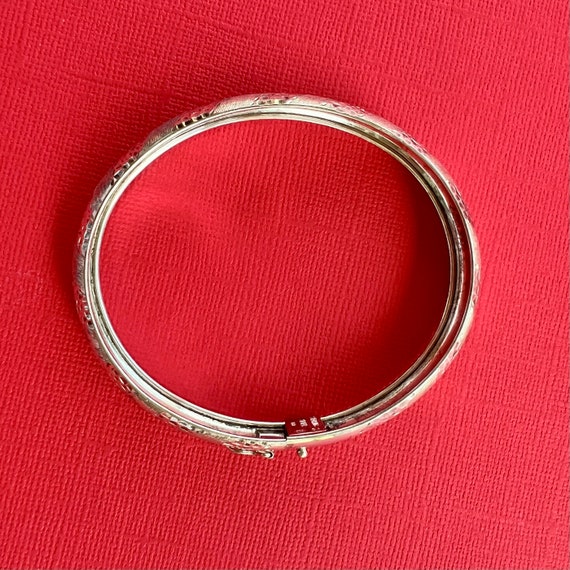 Vintage Sterling Silver Clamper Bangle Bracelet w… - image 2