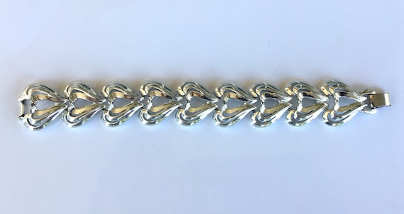 CORO Vintage Silver Tone Heart Bracelet - image 2