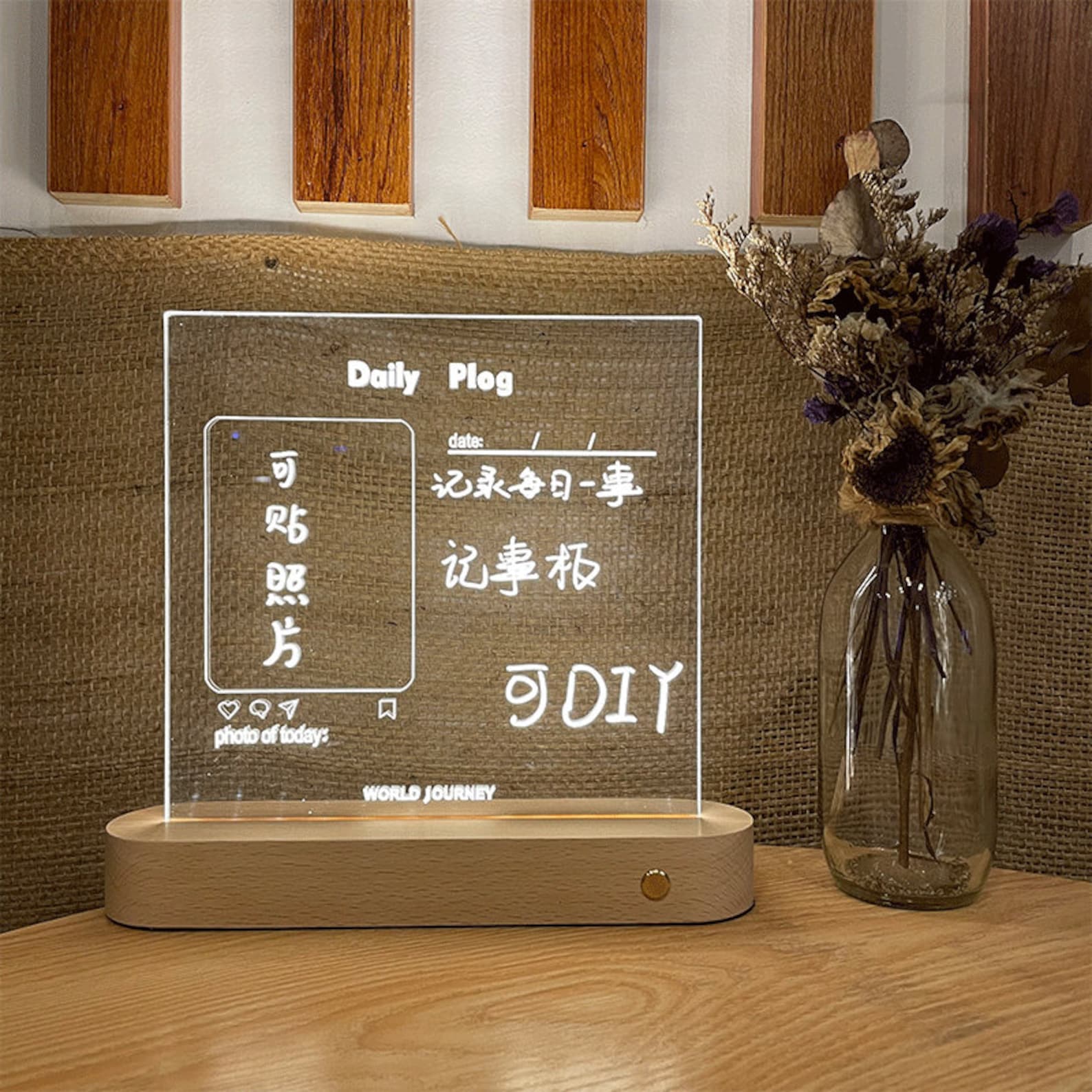 Simple luminous acrylic note board erasable message board home Etsy
