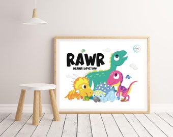 Rawr Means I Love You | Dinosaur Printable Wall Art | Digital Download | Nursery  Decor | Playroom Art | Instant Download