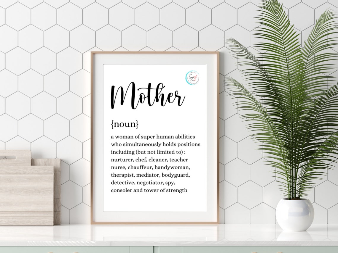 Mother Noun Definition Printable Wall Art Mother's Day Gift Digital