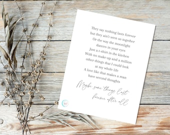 Forever After All | Luke Combs Lyrics | Digital Download | 5x7, 8x10, 11x14, 16x20 Sizes Included | Country Song | Romantic